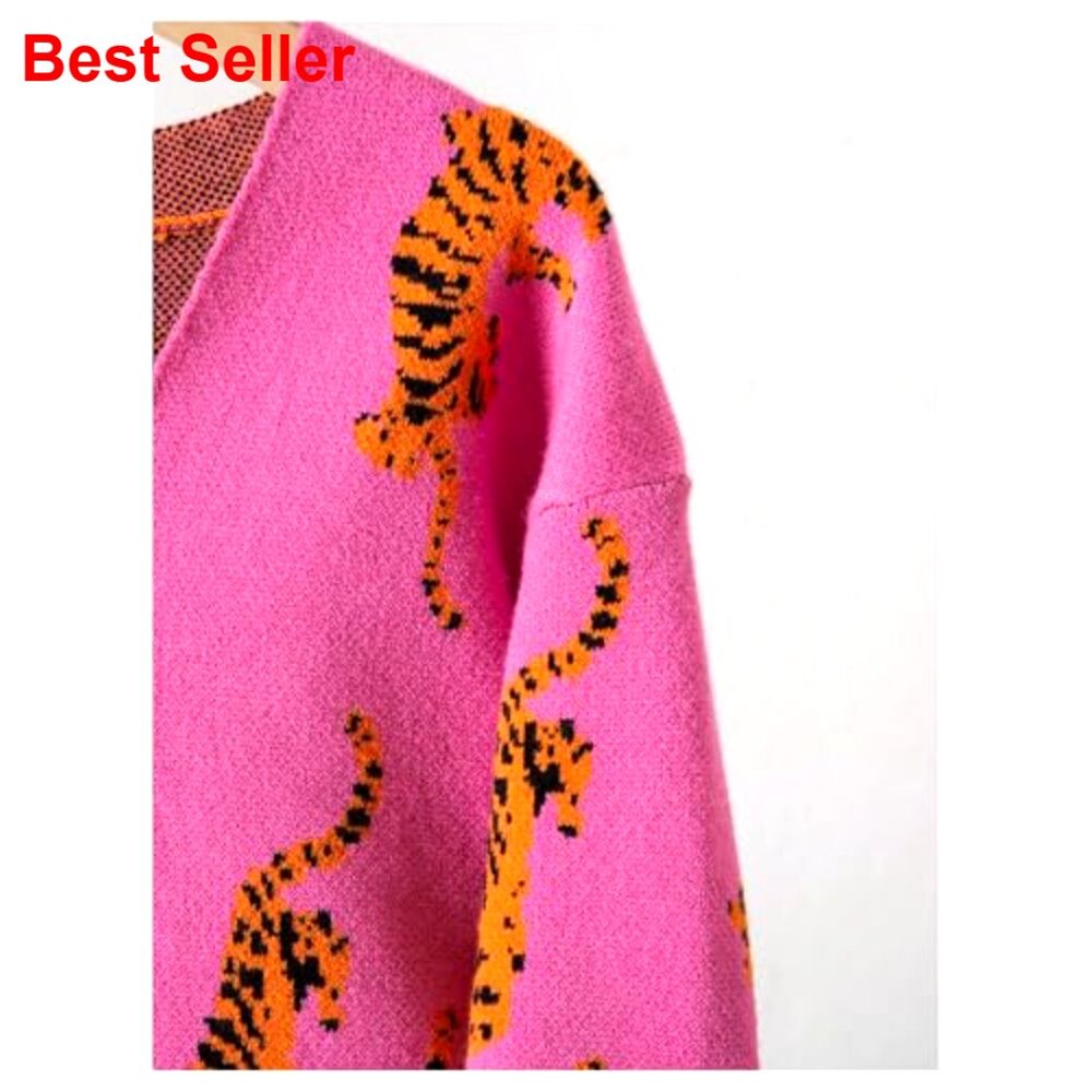Girls Leopard Print Cardigan Sweater V Neck Button Down Fall Kids Size 4Y-7Y - Picture 4 of 5
